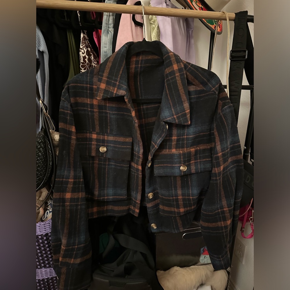 Cropped Flannel Jacket